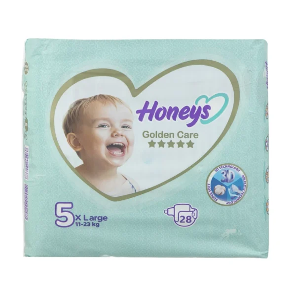پوشک بچه هانیز سایز 5 بسته 28 عددی - Image 2